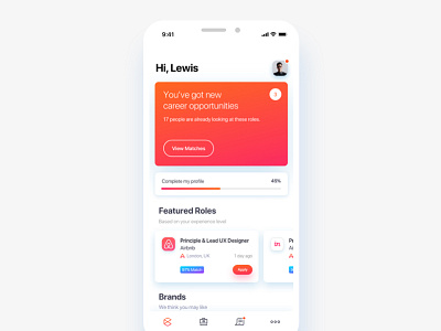 Recruitment App Dashboard app brand branding brands chat clean flat gradient interface ios job board jobs mobile recruiters recruitment recruitment app skills ui ux white
