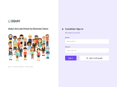 Equiv sign in page clean design job portal minimal signup ui