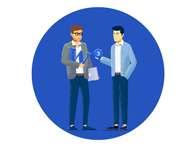 W3connect guys character design digital illustration laptop people vector work