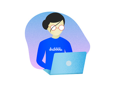 Dribbble girl using laptop character clean creative design dribbble girl gradient illustration laptop vector