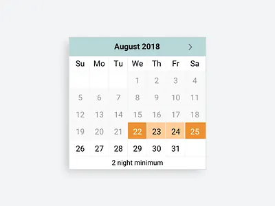 Date Range Picker for Booking booking calendar picker calendar ui date range picker hotel booking product design reservation ui design user interface ux design vacation home rental