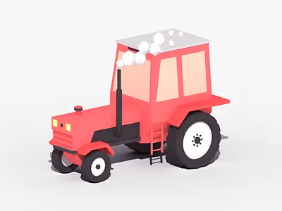 Tractor 3d blender car farming illustration low poly lowpoly minimalist red retro tractor vehicle