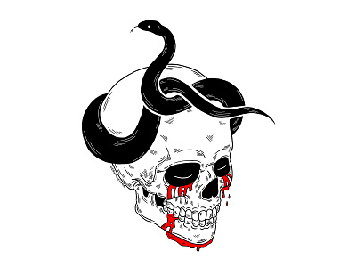 Snake. blackwork blood illustration ipad procreate skull skull a day snake spooky