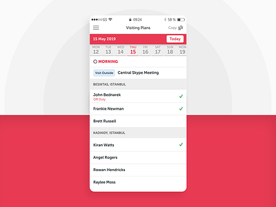 Visiting Plans List app calendar app mobile ui ux