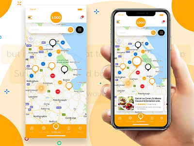 Help users find Restaurants app design category app design design app design uiux detail app feed app food homage home screen landing page login maps mobile design navigation onboarding restaraunt search bar ui ux