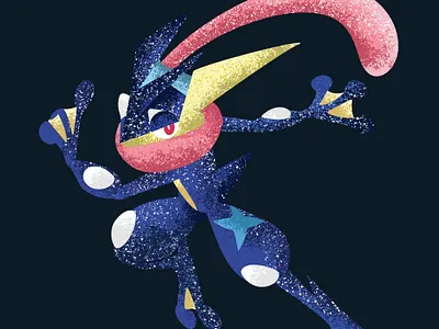 Greninja art blue frog greninja illustration love ninja pokemon shading stipple vector