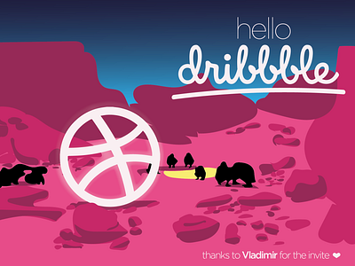 Hello Dribbble! cinema design first shot flat gradient gradient background illustration vector