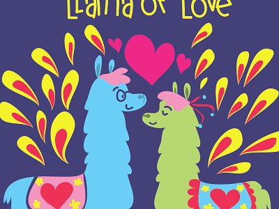 Llama Love Ready animals cute illustration llama love vector art