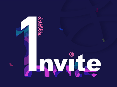 One Dribbble INVITE colors dribbble dribbble invitation dribbble invite free free invite freebie giveaway illustrations illustrator invitaion one invite playerinvite redesign review