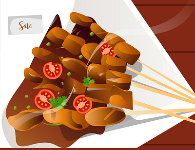 Indonesian Food " Sate " design flat food gfxmob gradient illustration indonesia vector