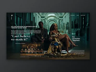 Apesh*t Art Page album art cinema france gallery history museum statue typography ui ux web design