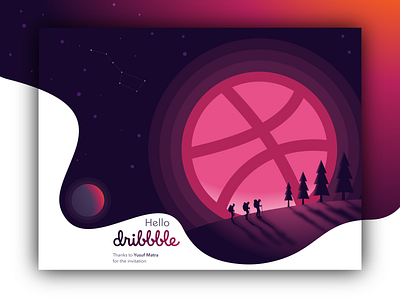 Hello Dribbble design hello dribbble illustration planet sky space stars