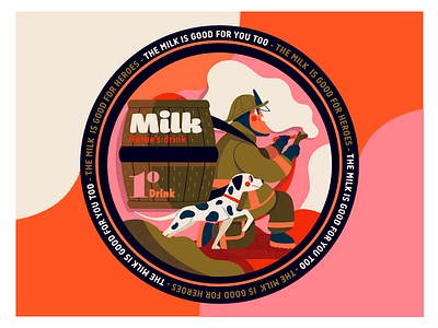 STICKER MULE x DRIBBBLE COASTER branding coaster color palette design dog firefighter flat giveaway graphic design illustration ilustración jhonny núñez milk mule sticker