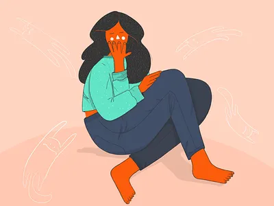 I should just get the cats now abstract cats character chill girl hand drawn illustration minimalist procreate thinking woman