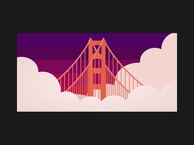 Golden Gate Sunset architecture cinematic figma fog golden gate bridge illustration minimal san francisco sanfrancisco sunset