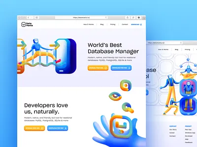 Datamania | Landing Page app design art branding character design color illustration interaction design landing page layout logo mascot mobile design typography ui uiux vector web design