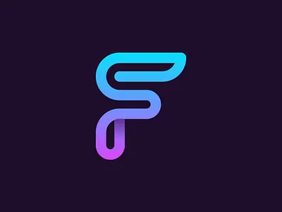 F abstract fun icon logo modern vector