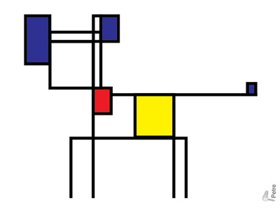 Pet Mondrian art cartoon digital art drawing humor illustration