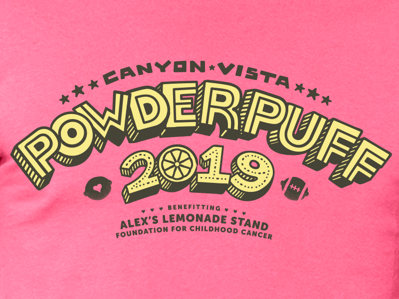 CVMS Powderpuff - Team Lemonade vs Team Pink Lemonade football girl power hand lettering kids lemonade lemons school shirt design