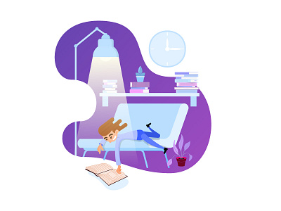 Reading of Books character concept flat illustrator vector art