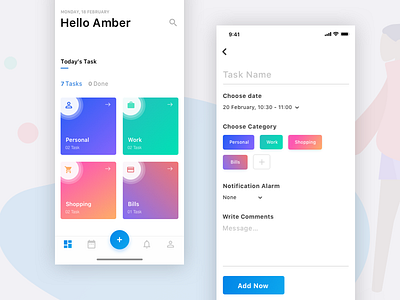 Daily Task Management - TO DO App app design illustration ui design ux design visual design