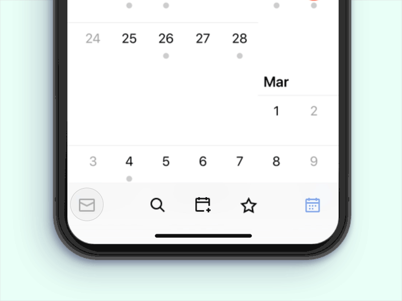 Dynamic TabBar animation calendar email icon interaction interaction design layout navigation tabbar ui user experience design user interface design ux