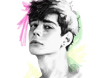 Boy 03 boy dessin drawing green illustration man pencil pink portrait