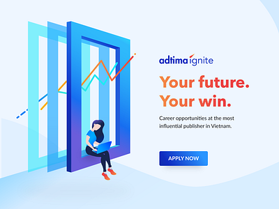 Ignite 2019 Key Visual blue branding career character clean concept creative design flat future graphic design illustration interface key visual minimal sales student ui vector win