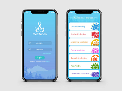 App UI android app ios login meditation mobile pages ui ux
