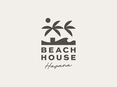 Beach House Havana beach havana house icon letters logo mark palm sand script sea sun symbol