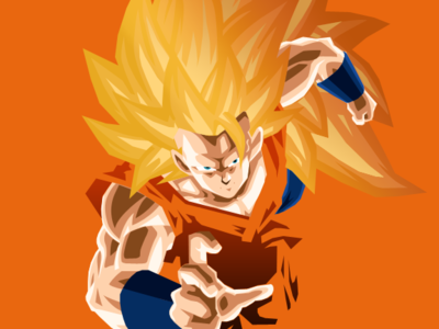 Goku Super Saiyan 3 Minimalist Art art digital art dragon ball dragon ball super flat goku minimalist orange son goku super saiyan super saiyan 3 vector