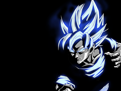 Goku's Glowing Aura Wallpaper design digital art dragon ball dragon ball super dragon ball z drawing goku grayscale illustration son goku super saiyan super saiyan blue
