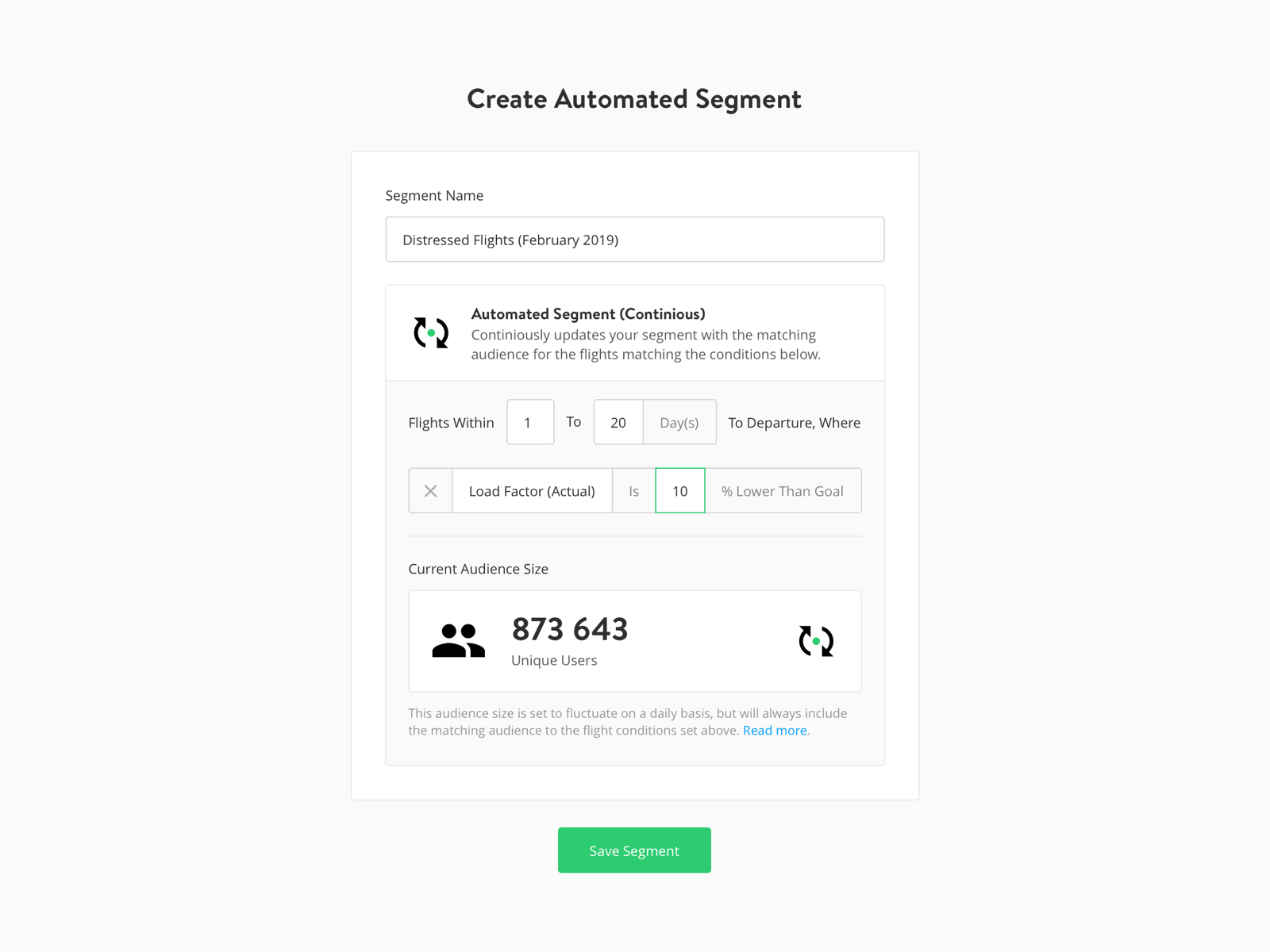 Automated Segments audience automation data flights input segment yieldr