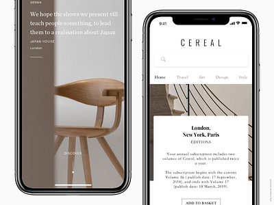 CEREAL MAGAZINE app art brand conception design interior interface design iphone x mobile style travel ui ux