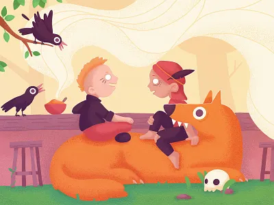 They cafe couple danger flat friends funny meal nature raven skull wolf