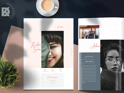 Creative Studio Portfolio blue brand coral fashion feminine indesign kit media minimal portfolio pr proposal script studio template typography woman