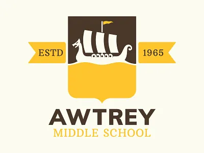 Awtrey Crest badge badge design badge logo banner branding crest identity logo nordic school ship viking