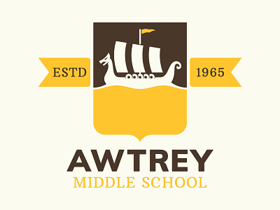 Awtrey Crest badge badge design badge logo banner branding crest identity logo nordic school ship viking