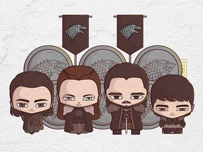 Winter is Here bighead chibi cute fanart film game of thrones hbo house stark humor illustration ilustrasi jon snow nightking nightwalker noname serigala westeros winter winter is coming wolf