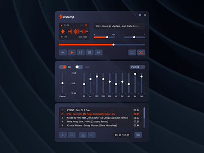 Daily UI #009 / Music Player add balance dailyui dailyui 009 dark dark mode equalizer interfacelist music music player music player ui player shuffle slider ui 100day ui ux winamp