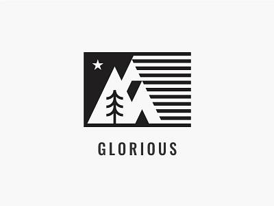 Glorious adventure logo mountain nature simple star tree