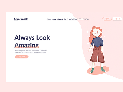 Sustainable Fashion Landing Page avatar branding character design girl illustration ilustración ilustration landing page logo teaser ui ux web