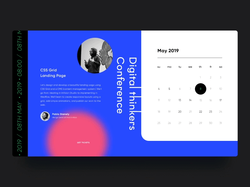 Digital Thinkers Conference animation calendar design flat grid motion promo typography ui ux vector website