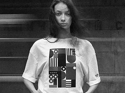 Minimal Illustration Mockup composition geometric layout minimal mono monochrome tshirt