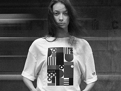Minimal Illustration Mockup composition geometric layout minimal mono monochrome tshirt
