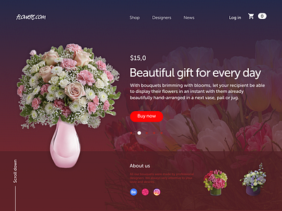 Flower's shop beauty bouquet design flower flowershop shop design ui ux vase