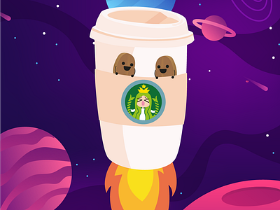 Coffee Rocket! coffee design illustration rocket starbucks stickermule