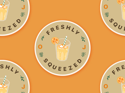 Freshly Squeezed OJ coaster design drawing juice leaves mug orange orange juice