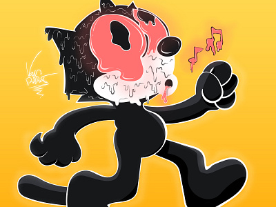 Felix The Cat is Dead Grime Commission Art art caleb caleb van riper calebjvr cat drip drippy felix felix the cat grime van riper zenlike