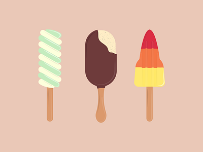 Summer Treats. adobe illustrator adobe illustrator cc brown choc ice design graphic design green ice lollies illustration orange red red and yellow rocket lolly summer treats twister vector